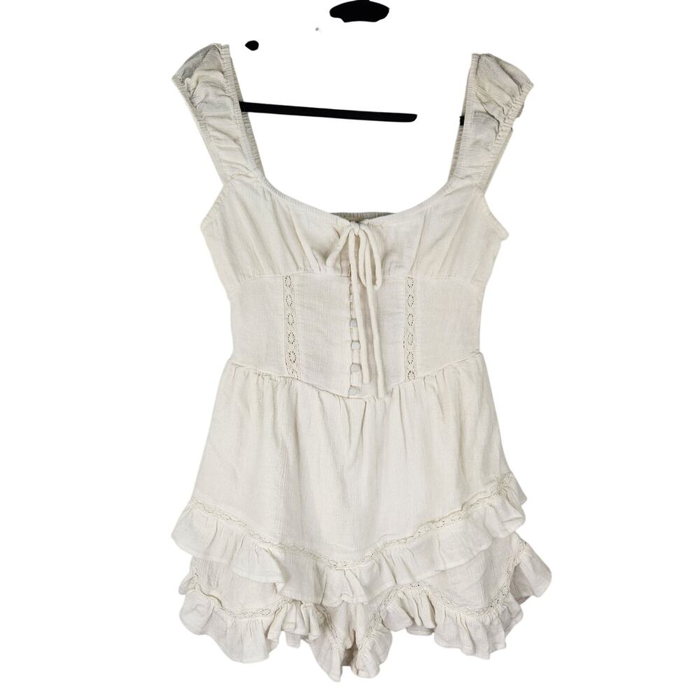 Urban Outfitters White Gauzy Romper Woman's XS Milk Maid Pirate Steam Punk